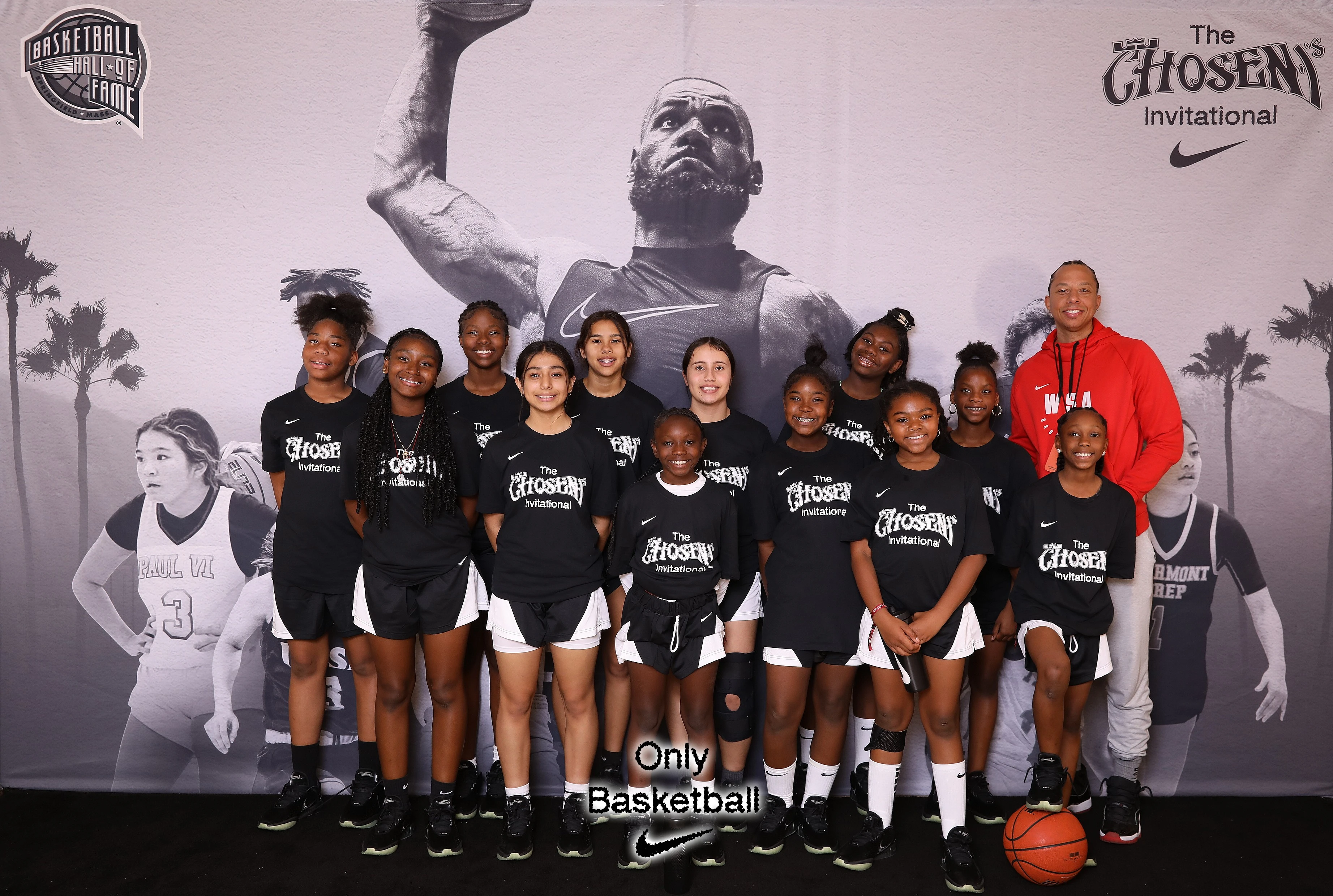 Basketball team posing for photo at Nike event with premium photo booth